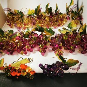 Lot of Vintage Lucite Grape Cluster Ornaments